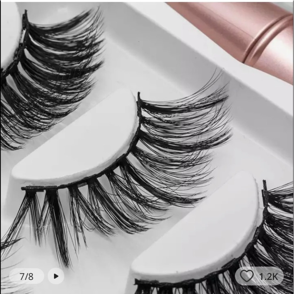 SET OF 3 PAIRS OF 3D MAGNETIC MINK LASHES WITH MAGNETIC EYELINER AND TWEEZERS - Picture 5 of 10